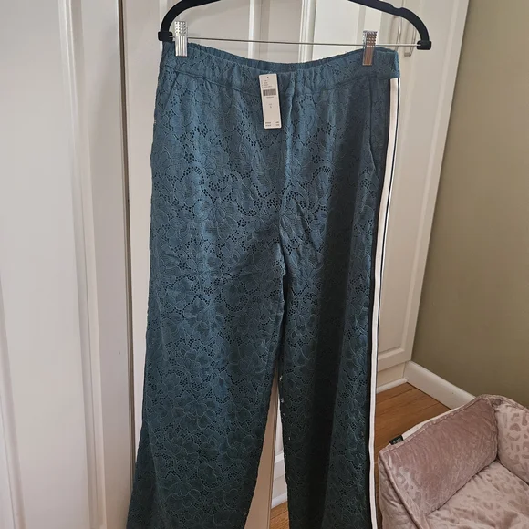 Maeve Dark Green Lace Track Pants - Picture 5 of 6